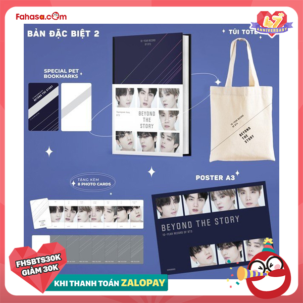 10-year record of bts - beyond the story - bìa cứng - bản đặc biệt - tặng kèm 1 pet bookmark + 8 photo cards + 1 poster a3 + 1 túi tote - Ảnh 2