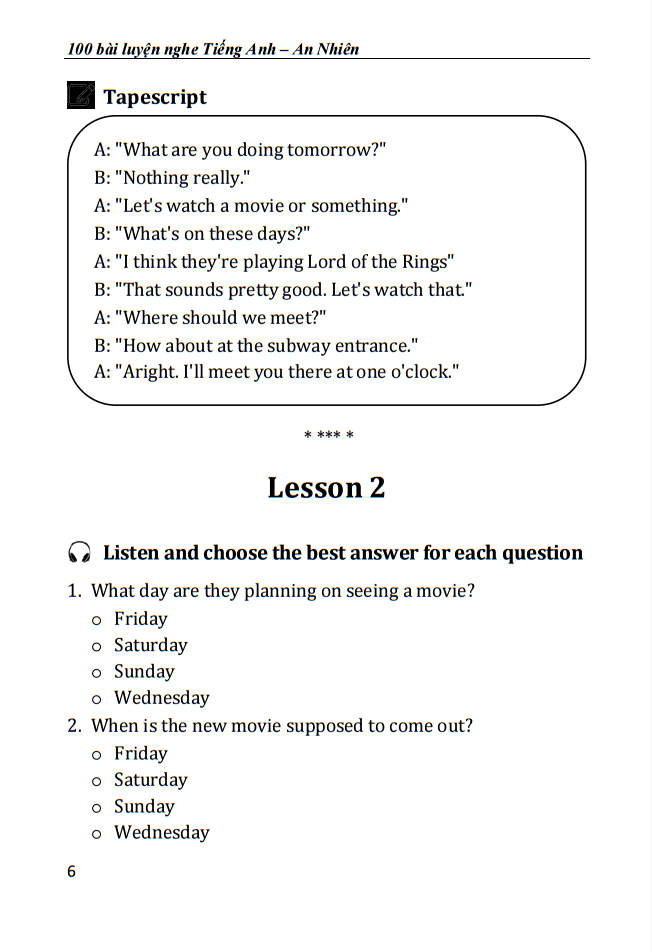 100 bài luyện nghe tiếng anh - Ảnh 6