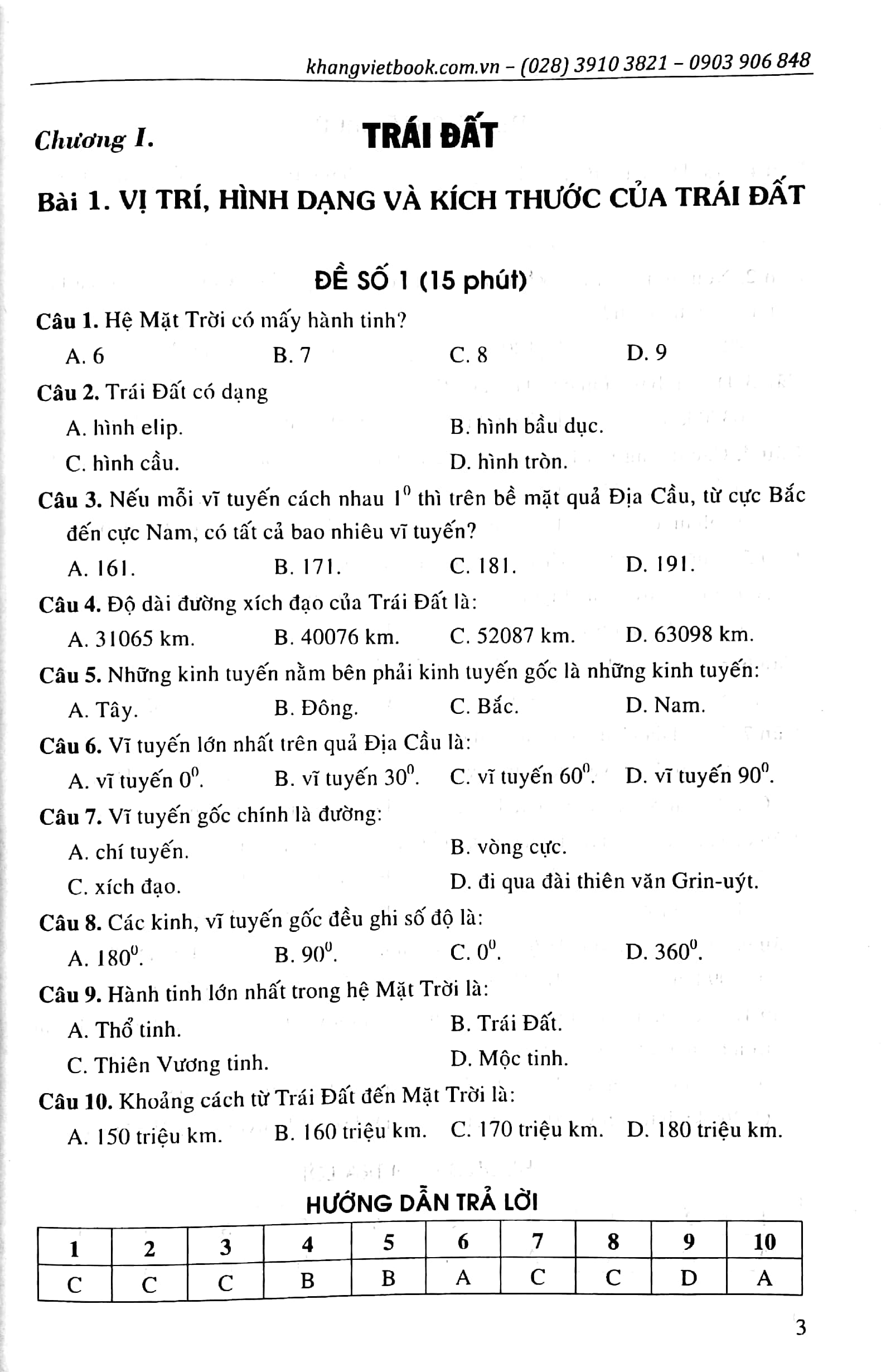 100 đề kiểm tra địa lí 6 (15 phút - 45 phút - học kì) - Ảnh 5