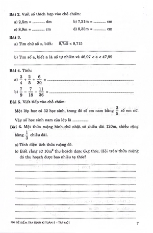 100 đề kiểm tra định kì toán 5 - tập 1 (theo chương trình gdpt mới) - Ảnh 6