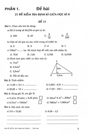 100 đề kiểm tra định kì toán 5 - tập 2 (theo chương trình gdpt mới) - Ảnh 5