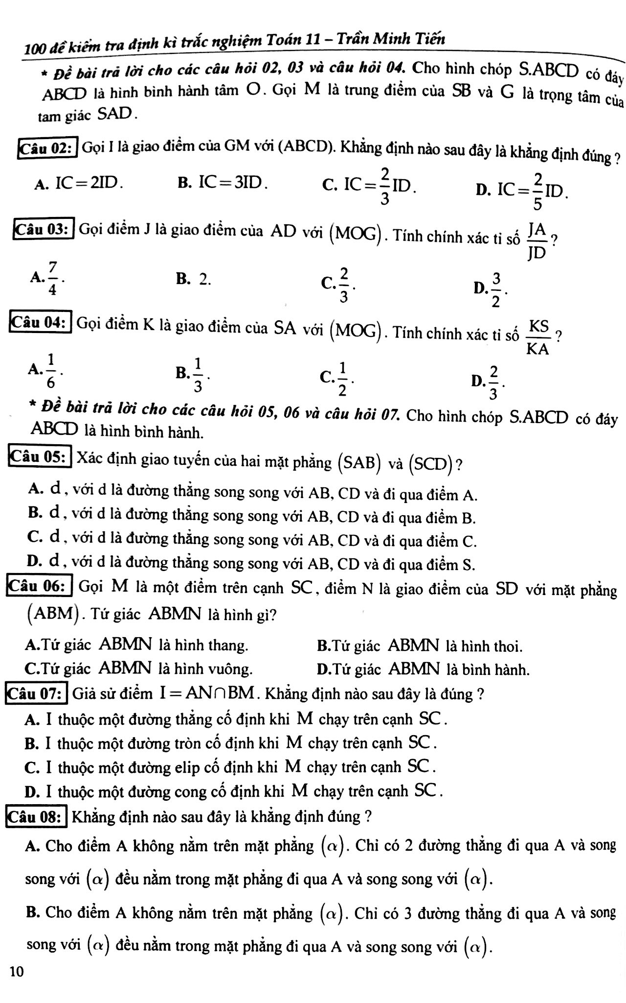 100 đề kiểm tra định kì trắc nghiệm toán 11 - Ảnh 9