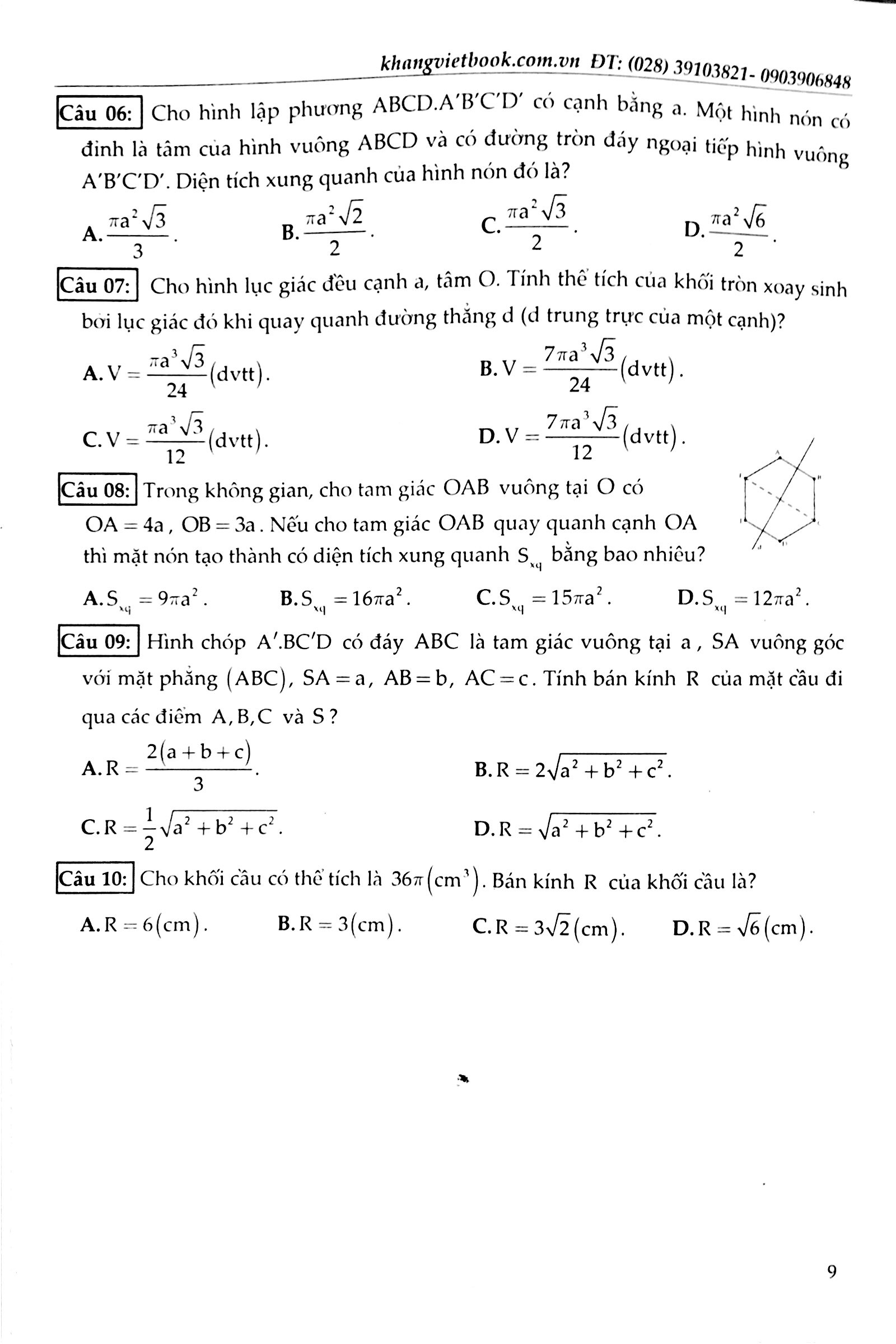 100 đề kiểm tra định kì trắc nghiệm toán 12 - Ảnh 9