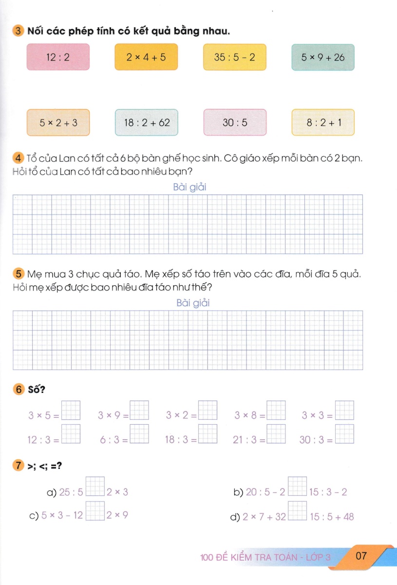 100 đề kiểm tra toán 3 - Ảnh 10