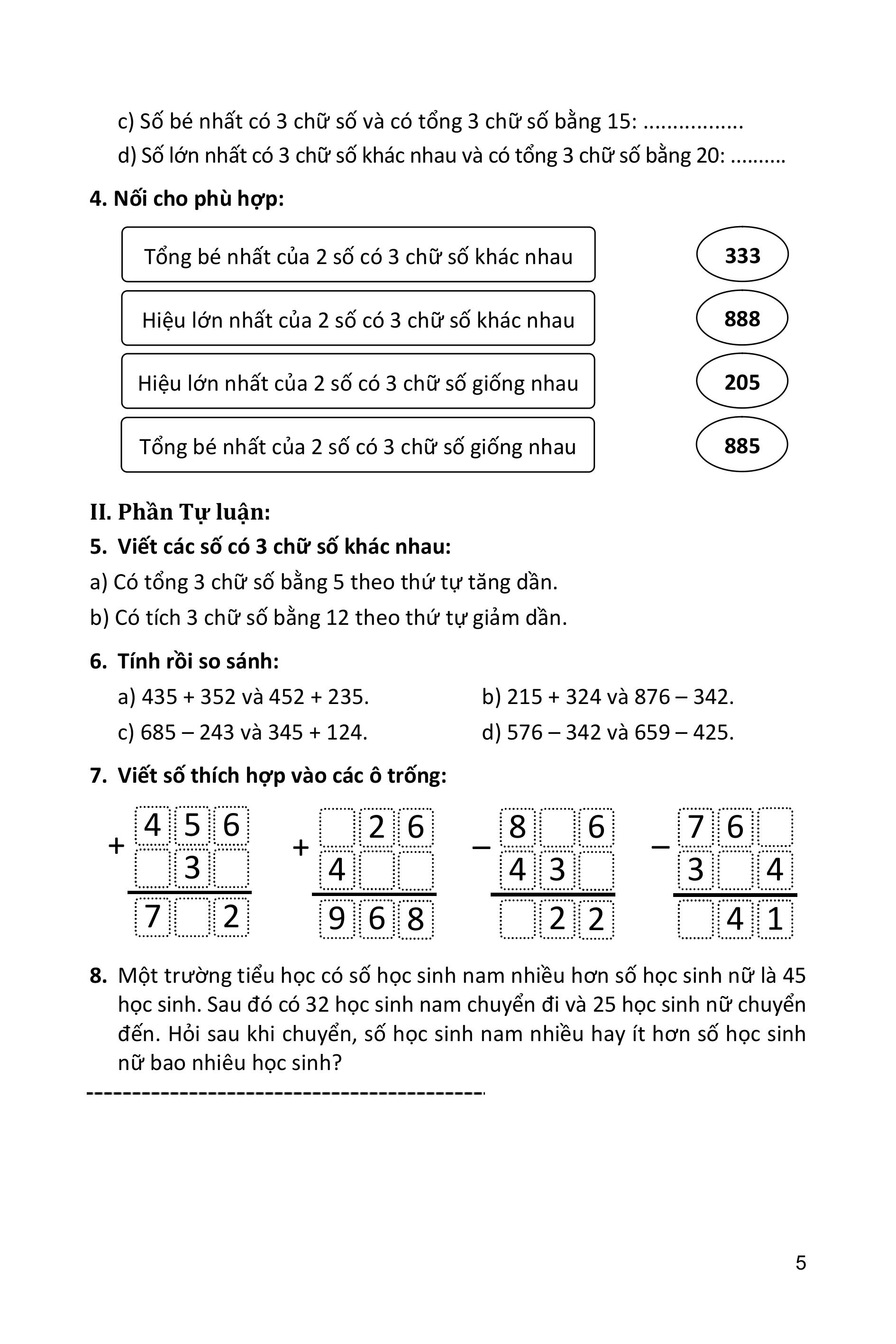 100 đề kiểm tra toán 3 - Ảnh 6