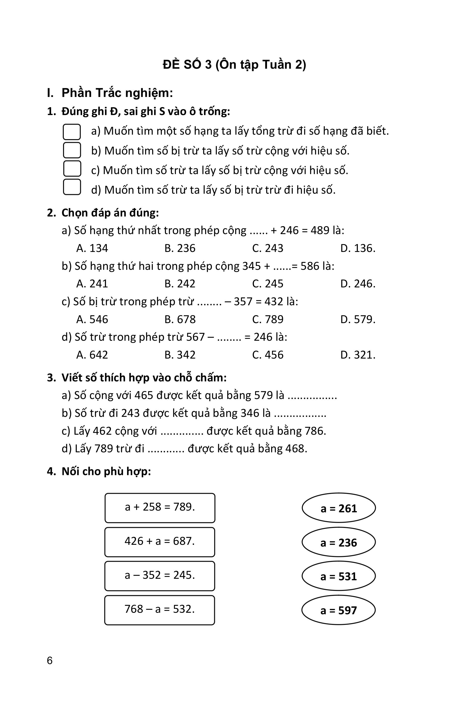 100 đề kiểm tra toán 3 - Ảnh 7