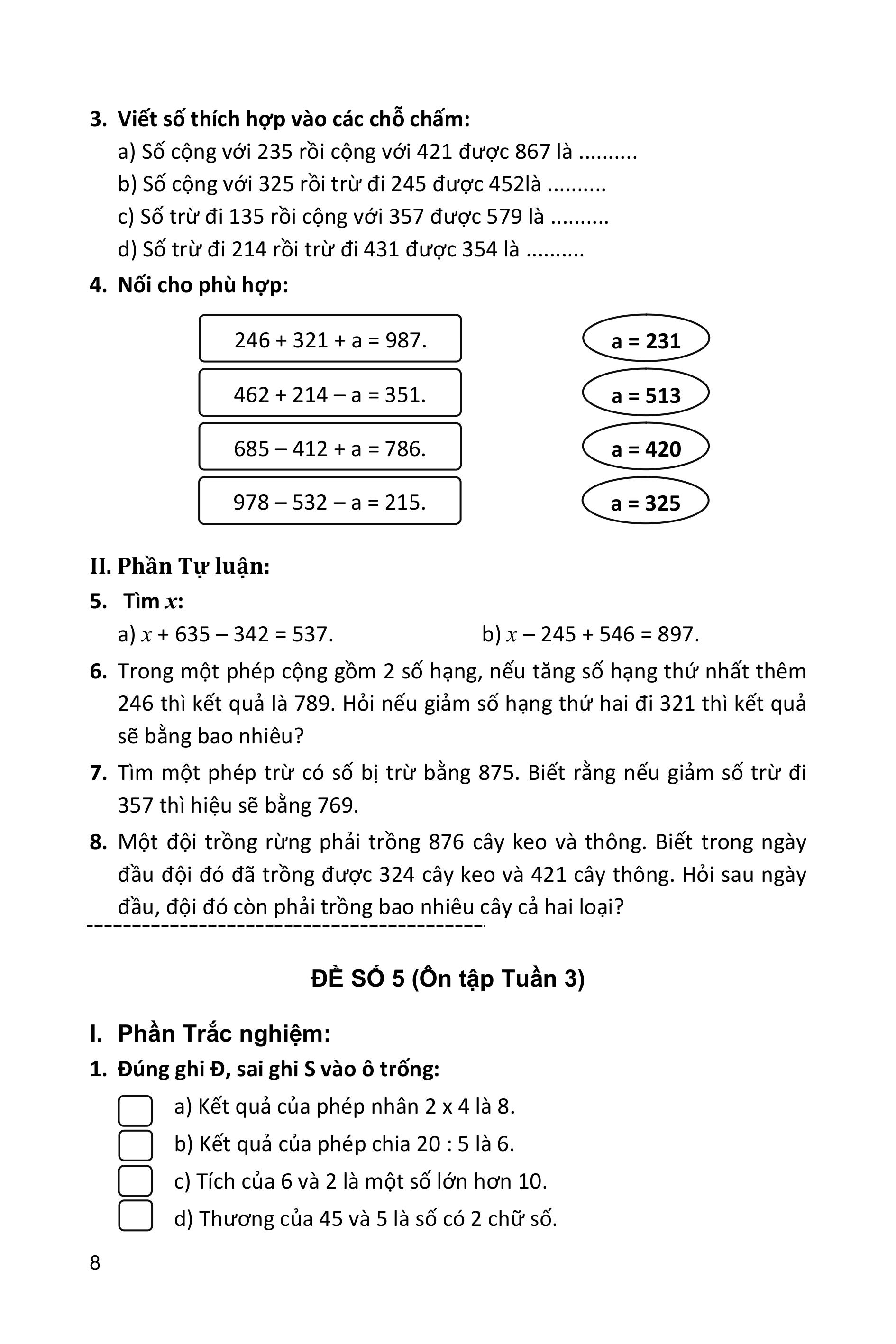 100 đề kiểm tra toán 3 - Ảnh 9