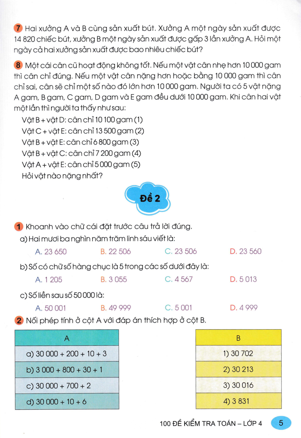 100 đề kiểm tra toán 4 - Ảnh 8