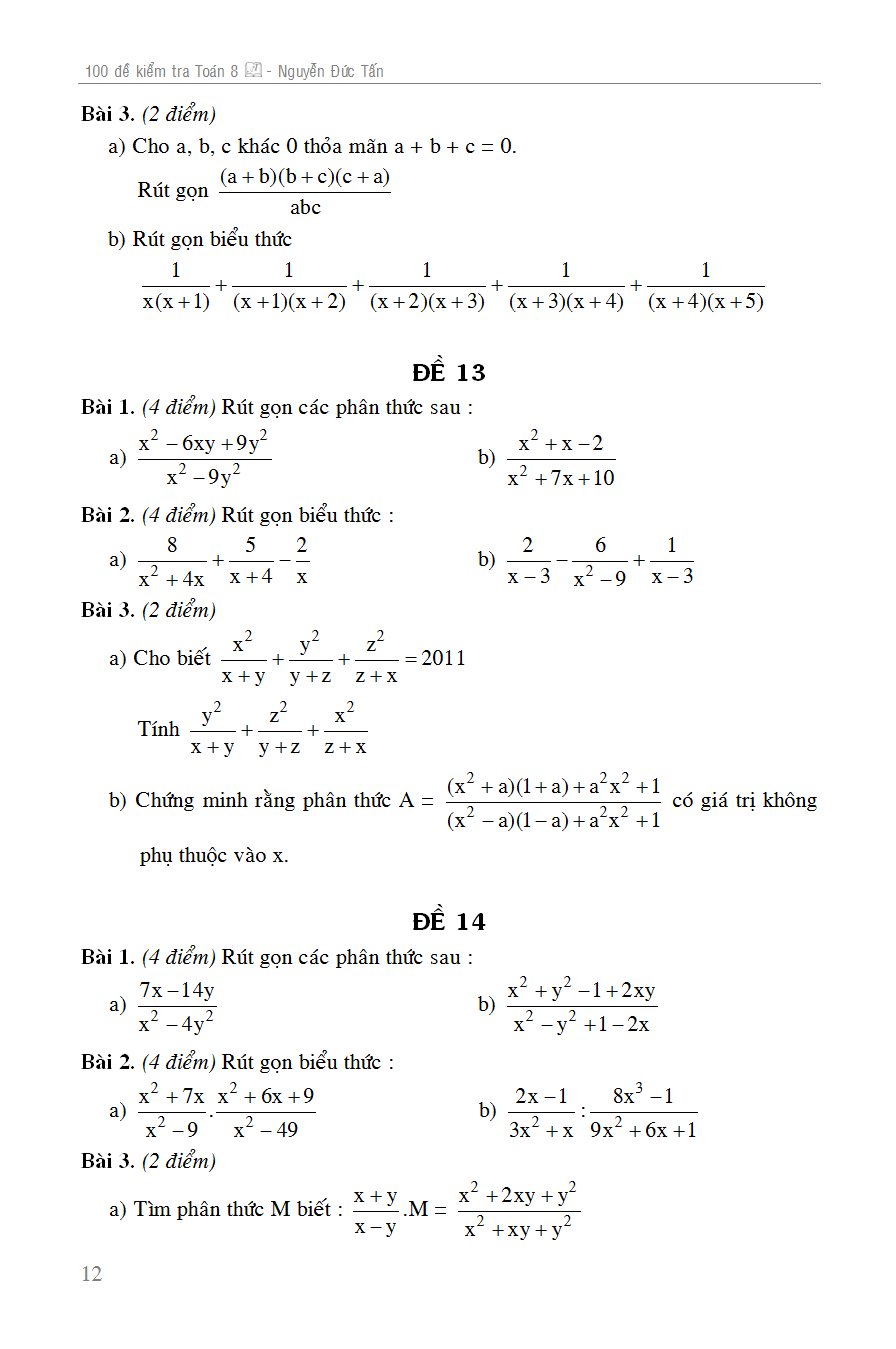 100 đề kiểm tra toán 8 - Ảnh 13