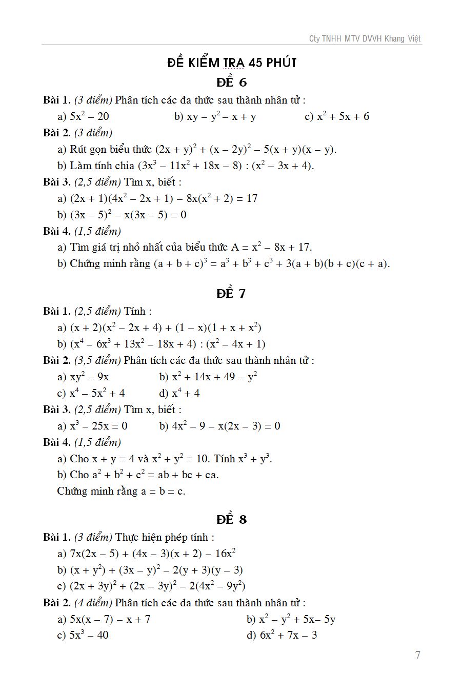 100 đề kiểm tra toán 8 - Ảnh 8