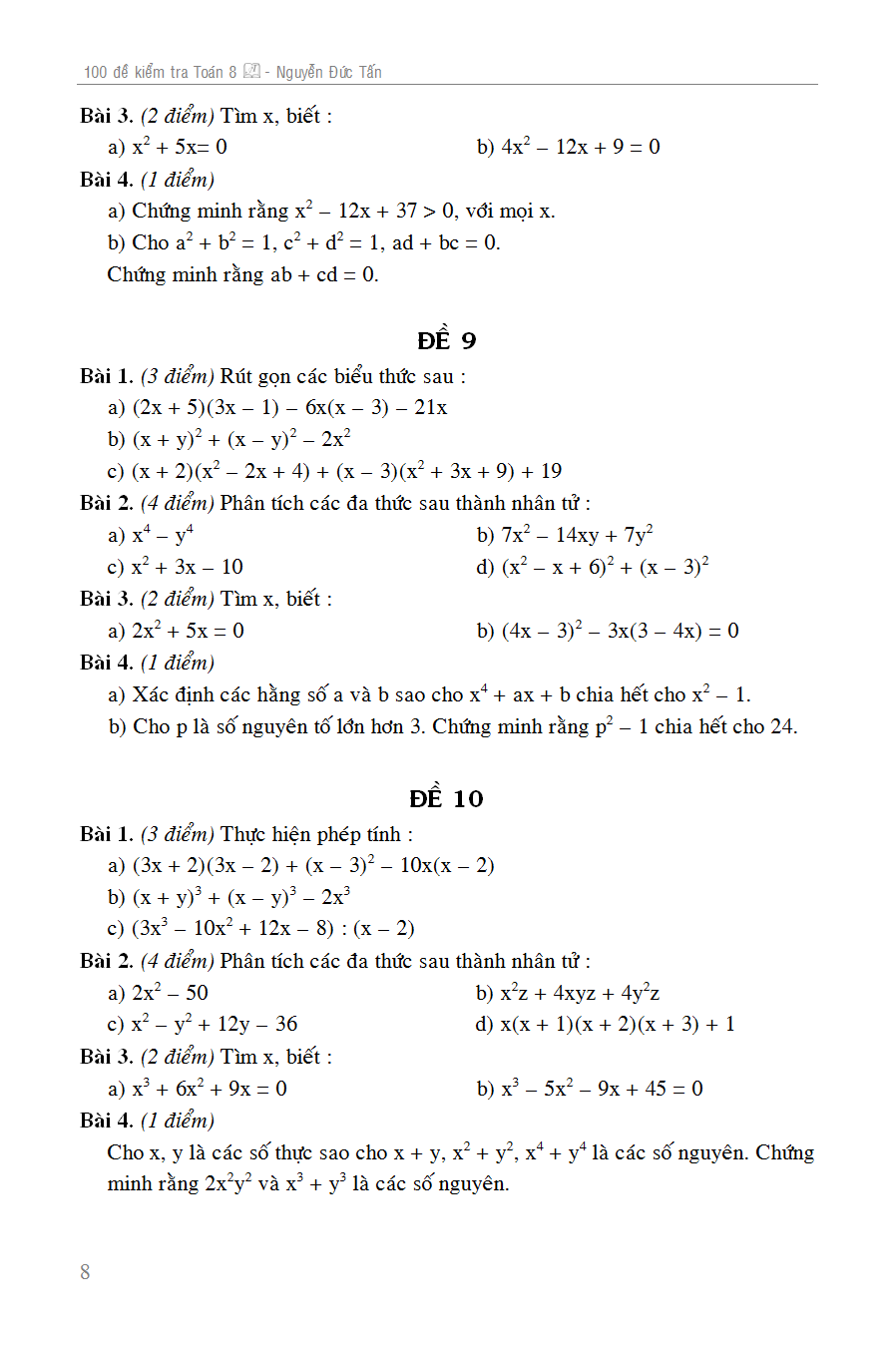 100 đề kiểm tra toán 8 - Ảnh 9