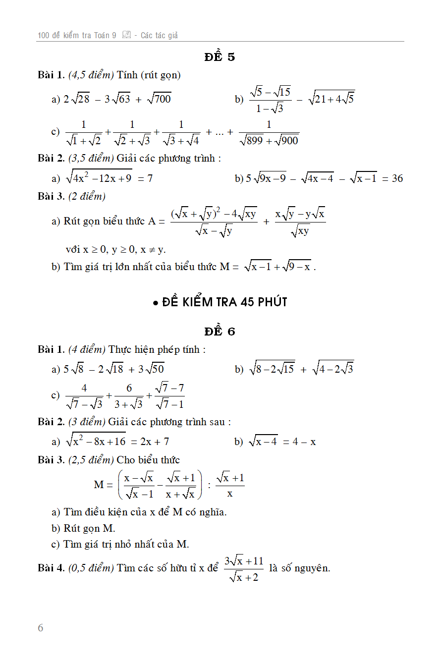 100 đề kiểm tra toán 9 - Ảnh 7