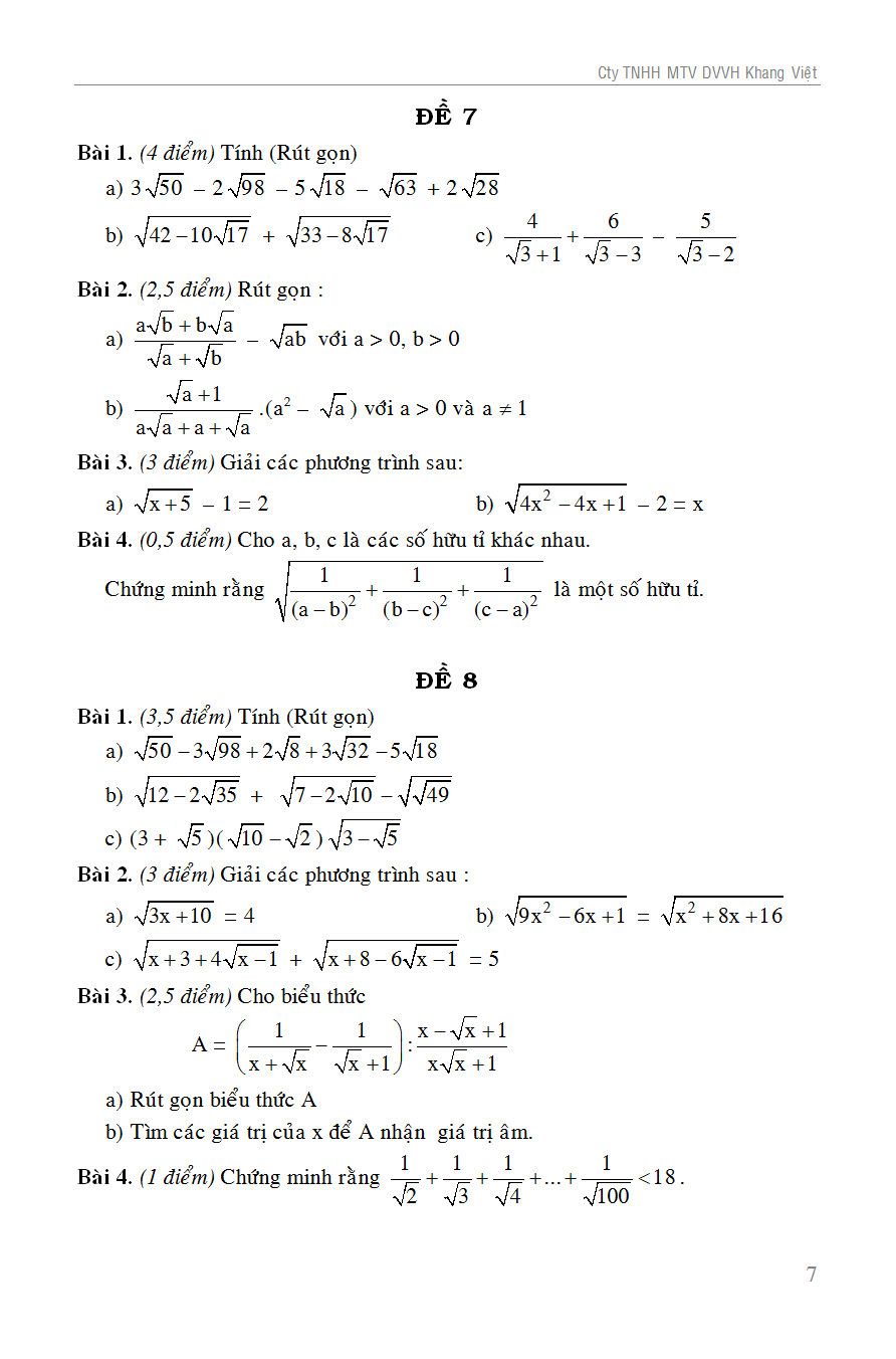 100 đề kiểm tra toán 9 - Ảnh 8