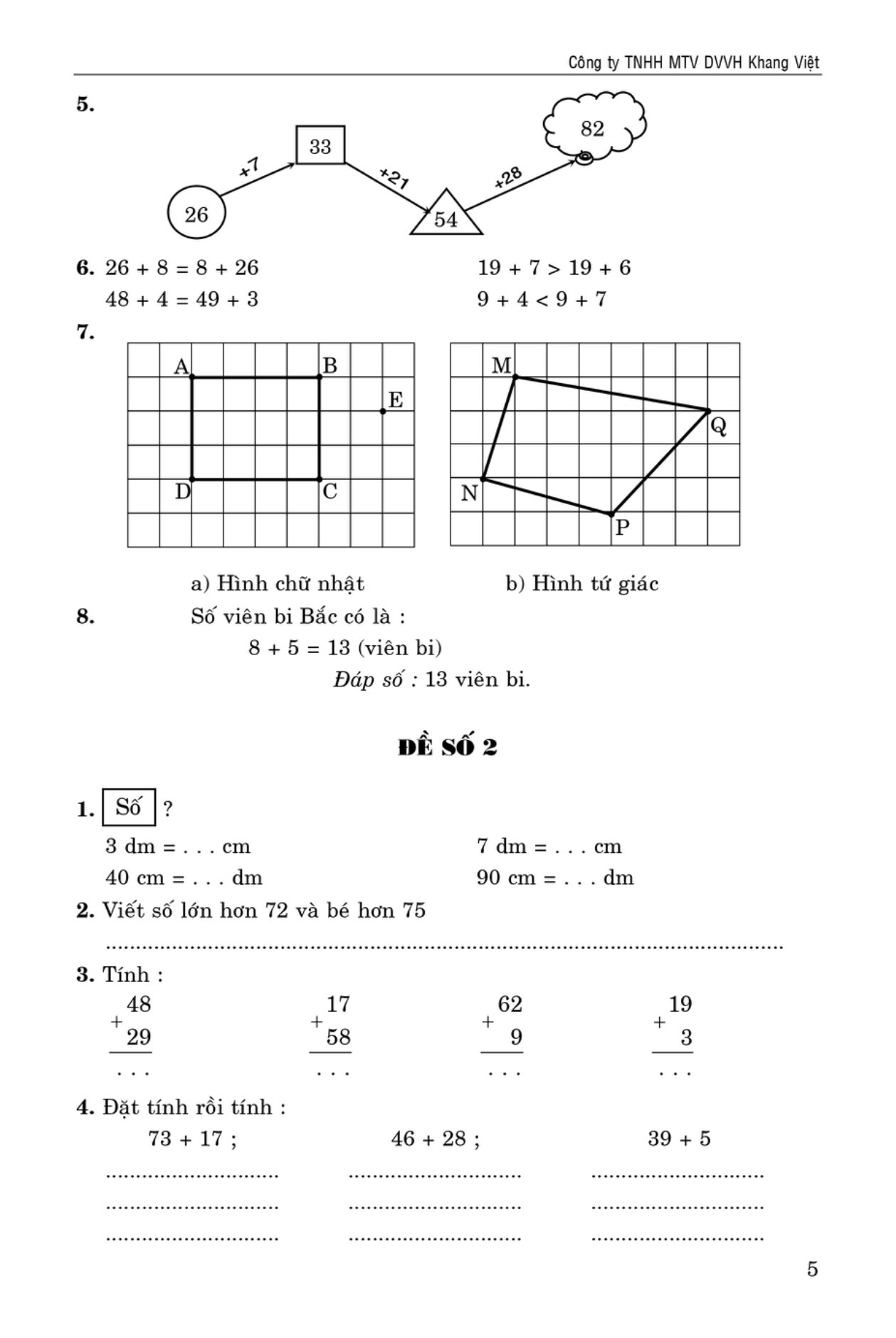 100 đề kiểm tra toán giúp em đạt điểm 10 môn toán 2 - Ảnh 7