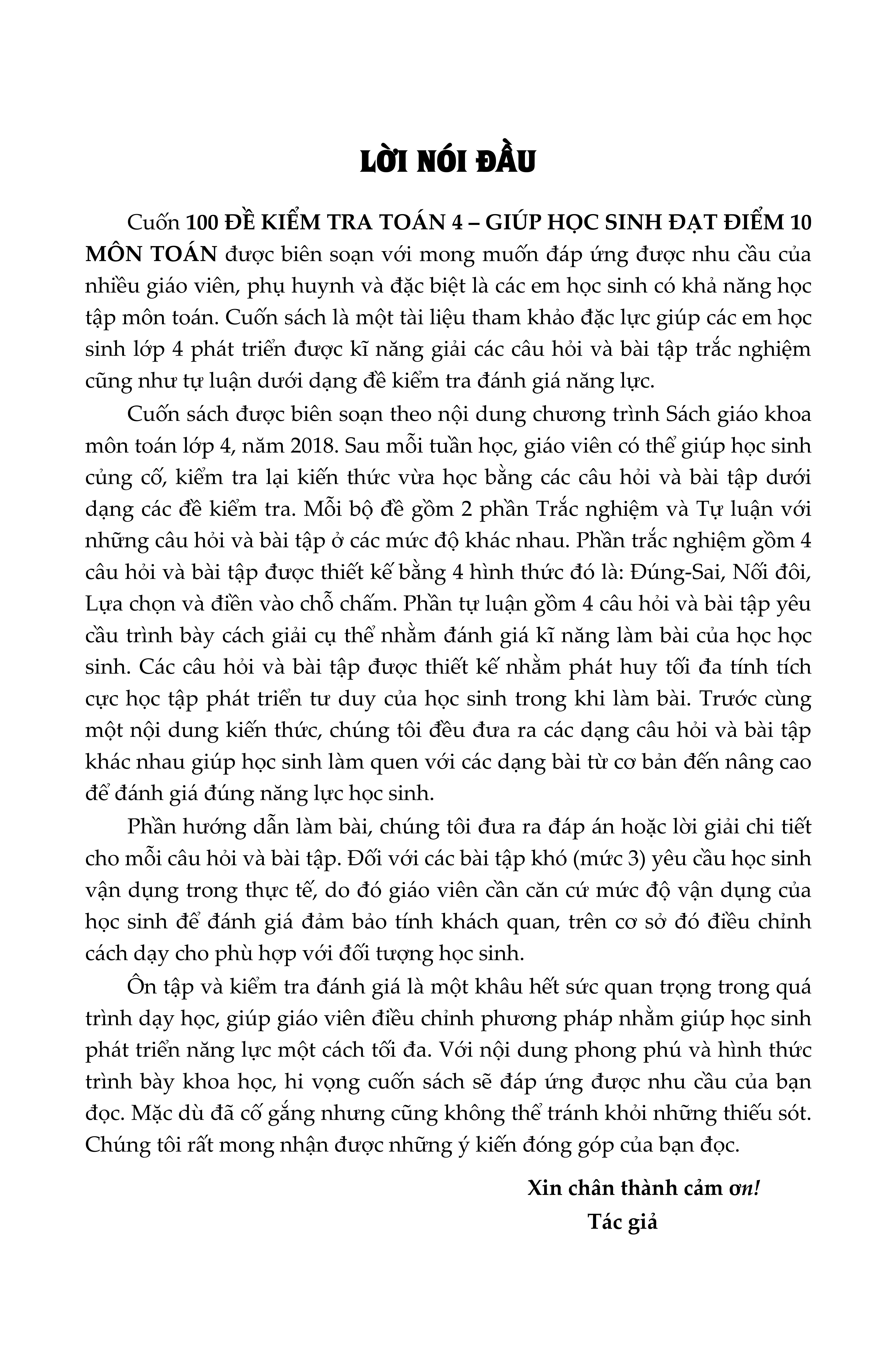 100 đề kiểm tra toán giúp em đạt điểm 10 môn toán 4 - Ảnh 3