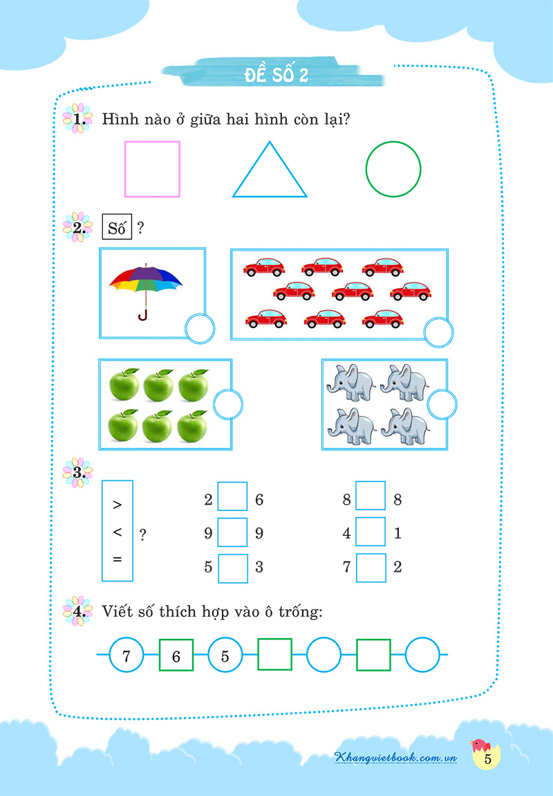 100 đề kiểm tra toán lớp 1 - Ảnh 8