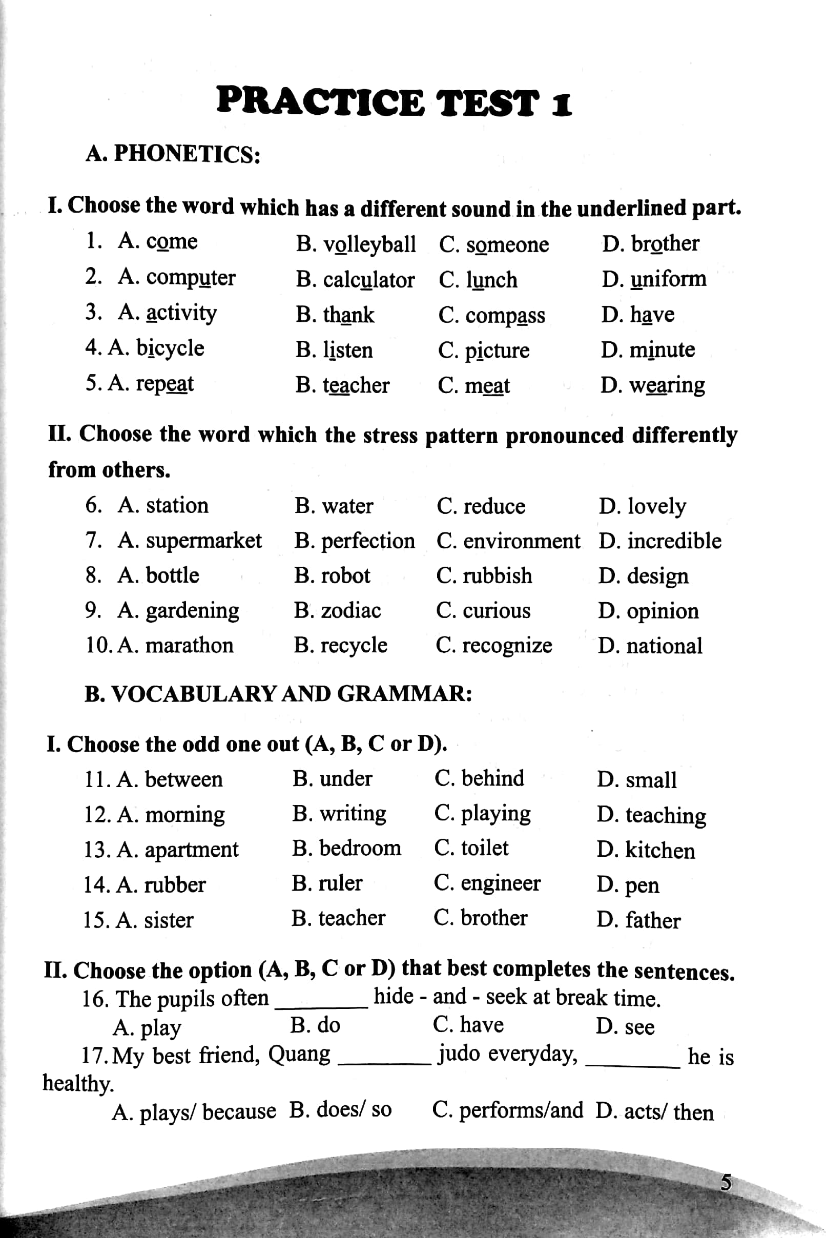 1000 câu trắc nghiệm tiếng anh 6 (theo chương trình mới) (tái bản) - Ảnh 5