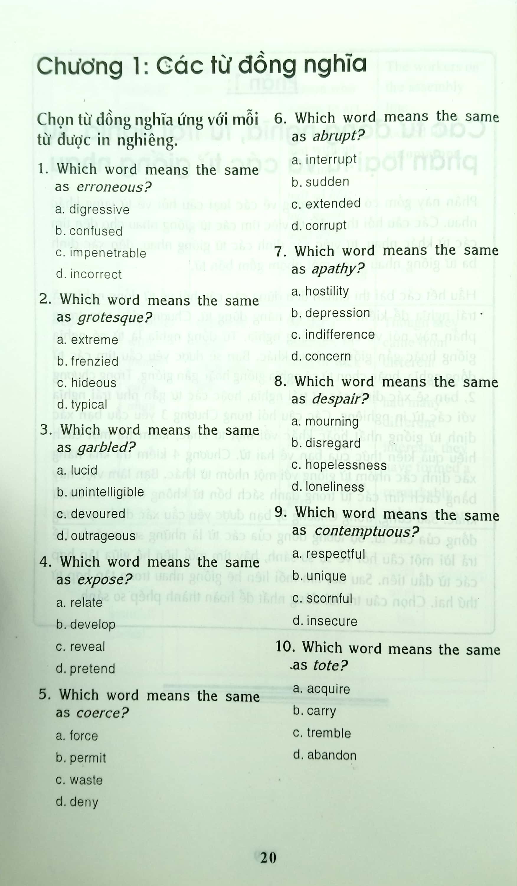 1001 câu hỏi về từ vựng tiếng anh và cách viết chính tả - Ảnh 5