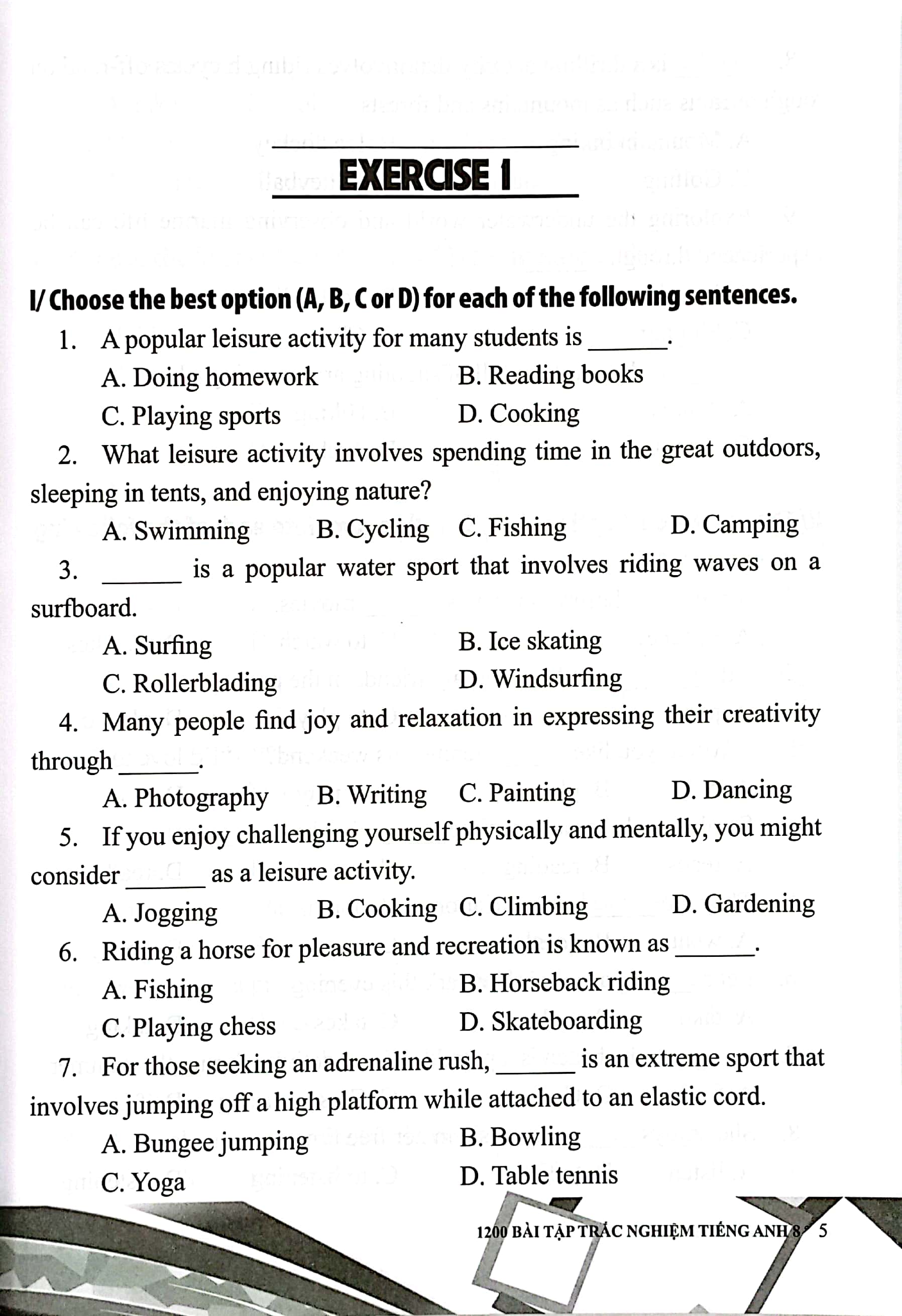 1200 bài tập trắc nghiệm tiếng anh 8 (theo chương trình giáo dục phổ thông mới - dùng chung cho các bộ sgk hiện hành) - Ảnh 5
