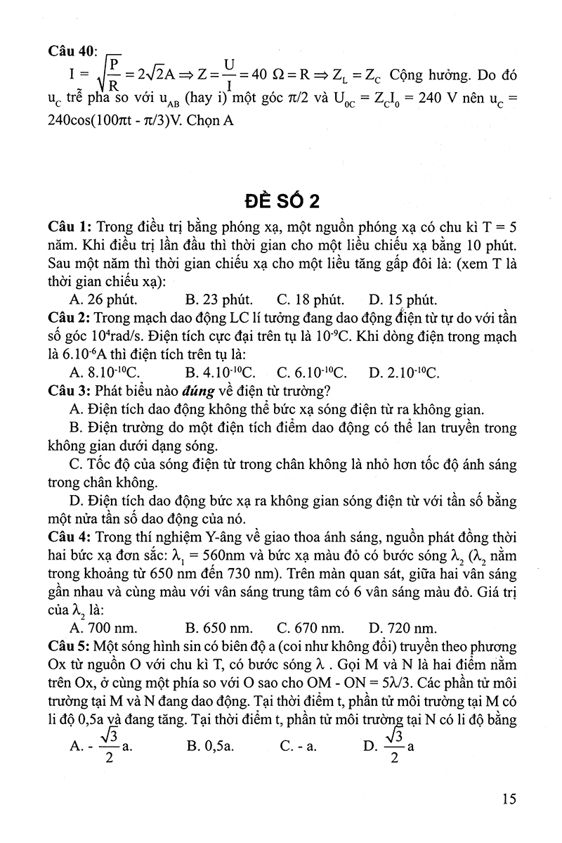 30 bộ đề trắc nghiệm luyện thi thpt quốc gia 2019 - khoa học tự nhiên (vật lí - hóa học - sinh học) - Ảnh 14