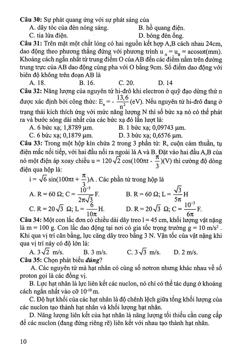 30 bộ đề trắc nghiệm luyện thi thpt quốc gia 2019 - khoa học tự nhiên (vật lí - hóa học - sinh học) - Ảnh 9