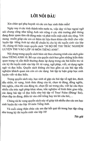30 bộ đề trắc nghiệm luyện thi vào lớp 10 - môn tiếng anh - Ảnh 5