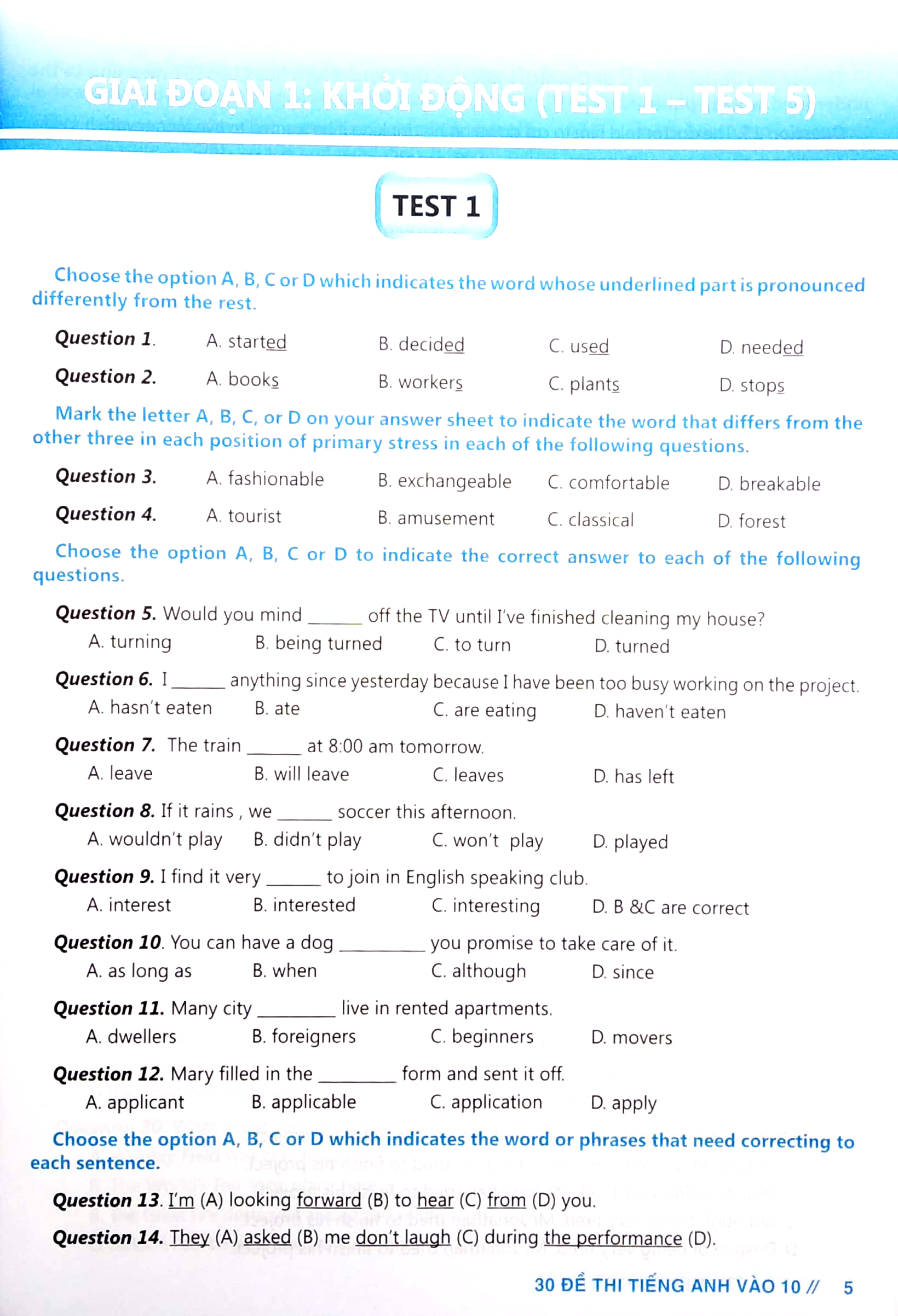 30 De Thi Tieng Anh Vao 10 - De Van Dung Cao - Ảnh 5