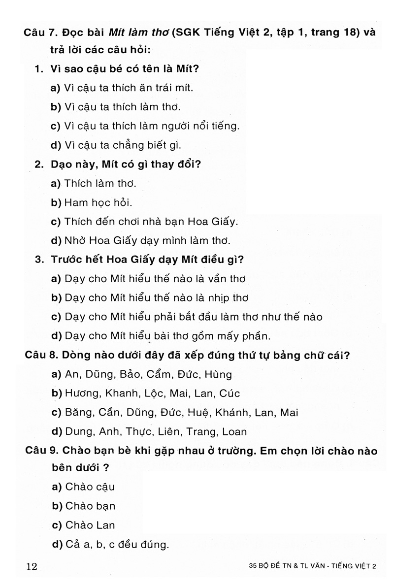 35 bộ đề văn - tiếng việt 2 (trắc nghiệm&tự luận) - Ảnh 12