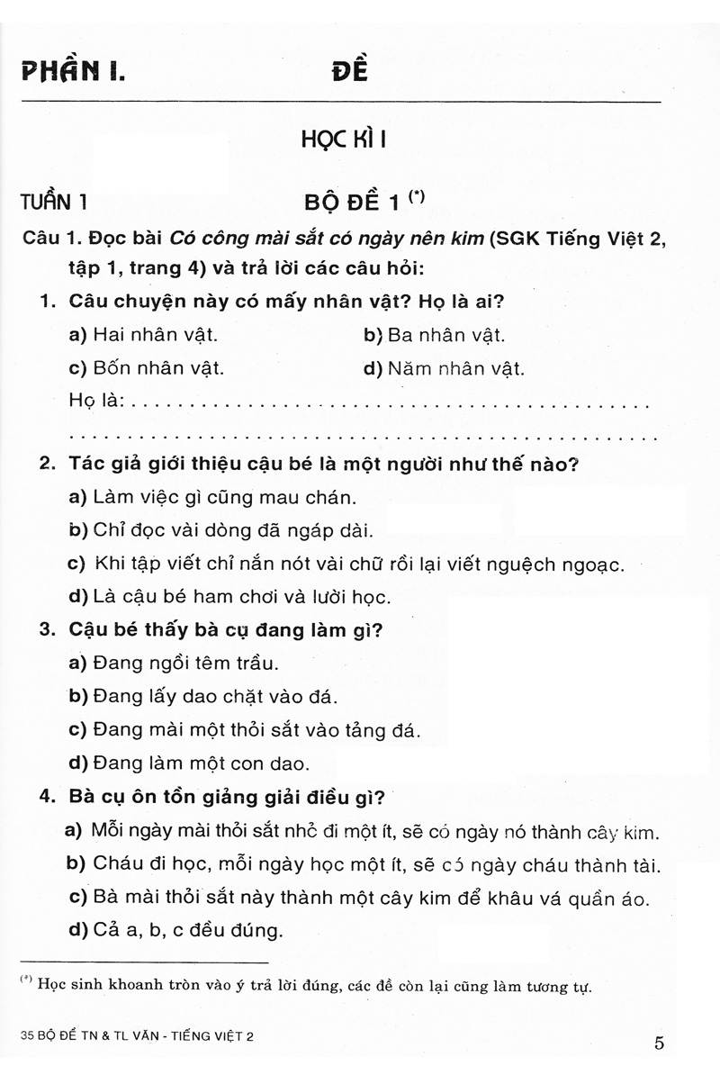 35 bộ đề văn - tiếng việt 2 (trắc nghiệm&tự luận) - Ảnh 5