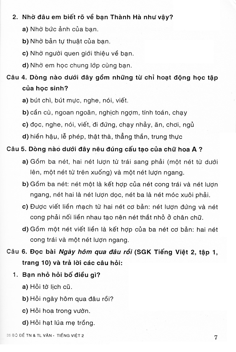 35 bộ đề văn - tiếng việt 2 (trắc nghiệm&tự luận) - Ảnh 7