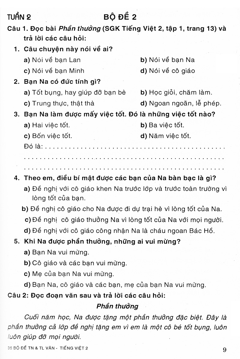 35 bộ đề văn - tiếng việt 2 (trắc nghiệm&tự luận) - Ảnh 9