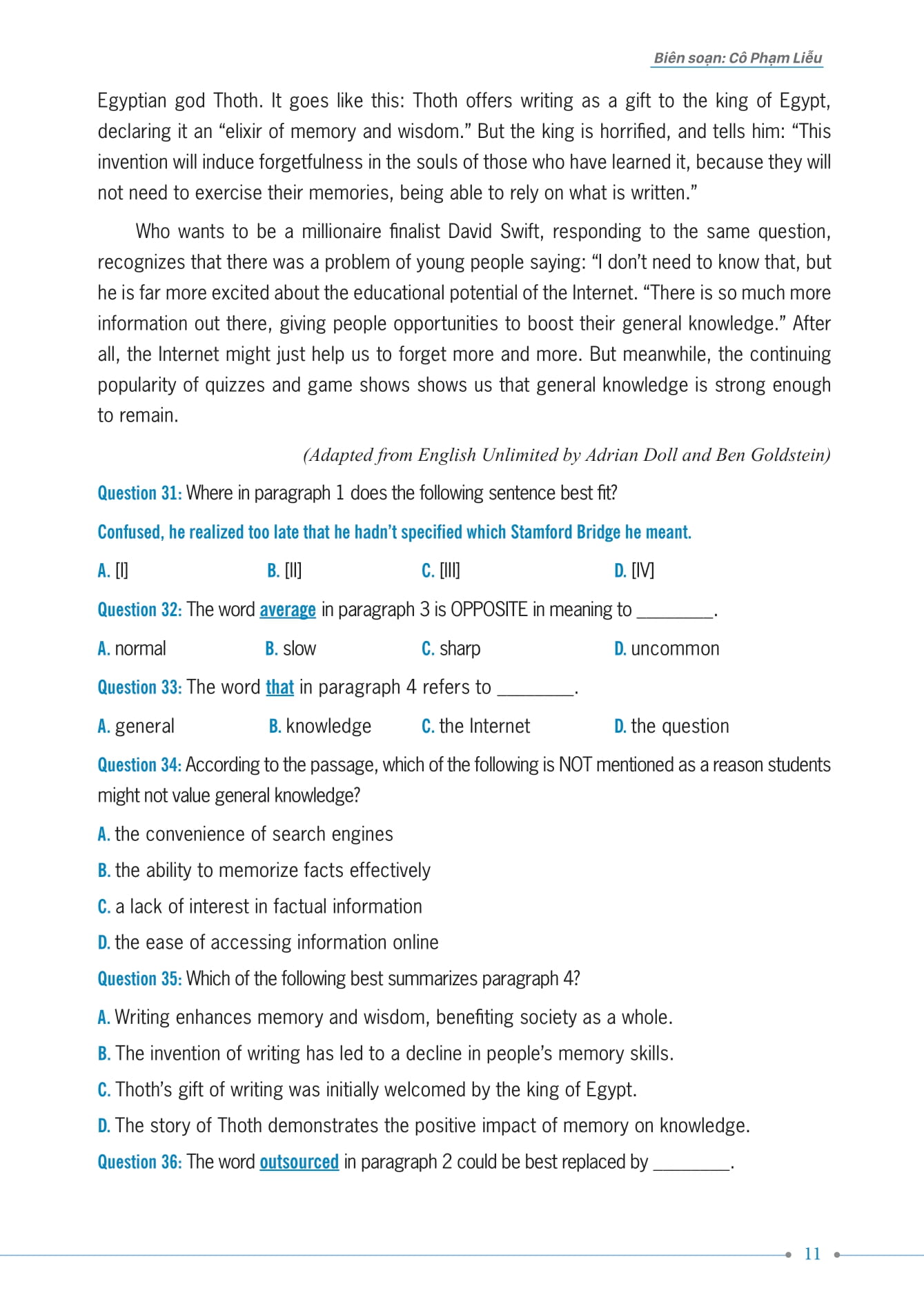 35 đề thi thử kỳ thi tốt nghiệp thpt - môn tiếng anh - Ảnh 11