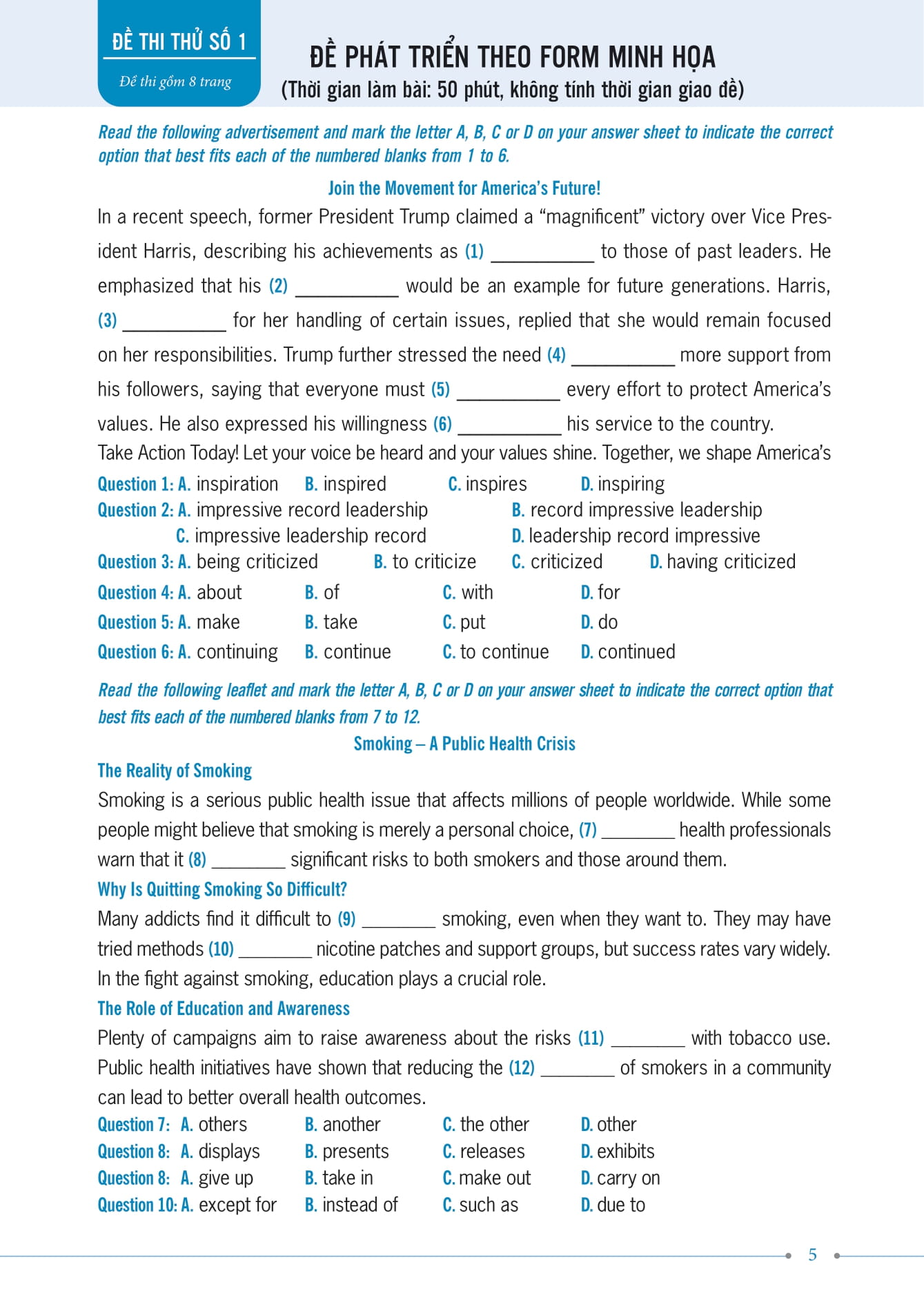 35 đề thi thử kỳ thi tốt nghiệp thpt - môn tiếng anh - Ảnh 5