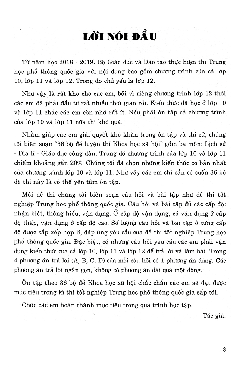 36 bộ đề trắc nghiệm ôn luyện thi trung học phổ thông quốc gia 2019 - khoa học xã hội - Ảnh 3