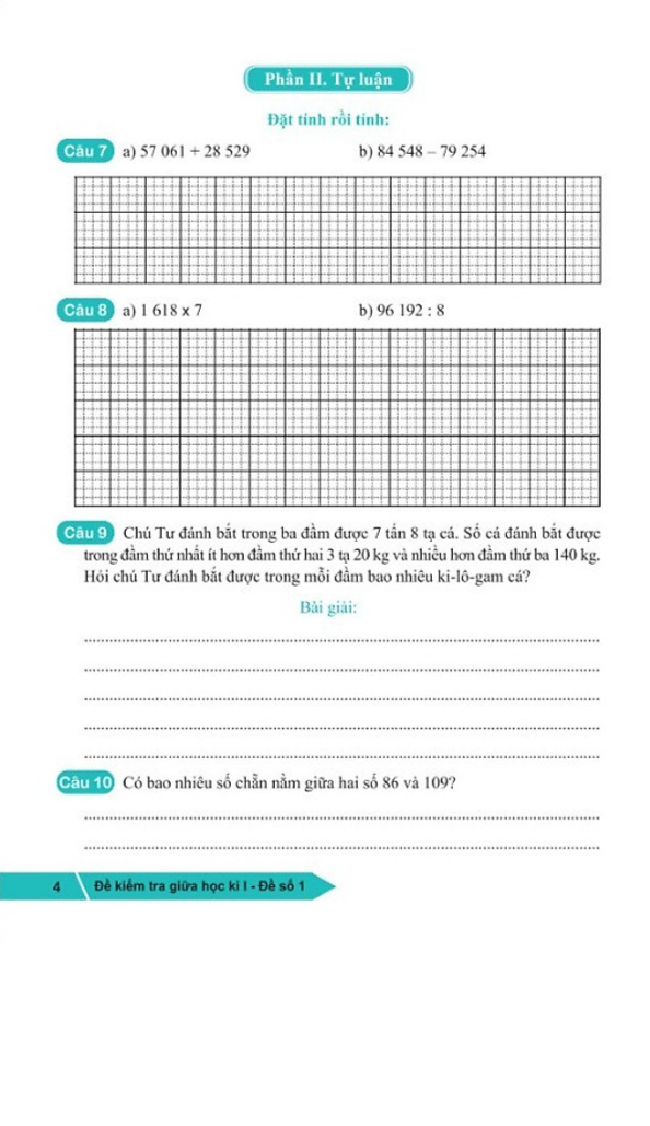 36 đề ôn luyện toán 4 (biên soạn theo chương trình giáo dục phổ thông mới) - Ảnh 3