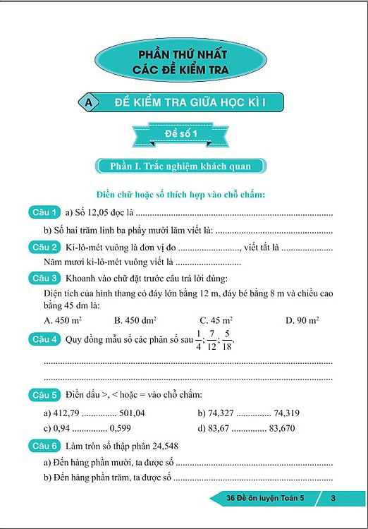 36 Đề Ôn Luyện Toán 5 - Ảnh 4