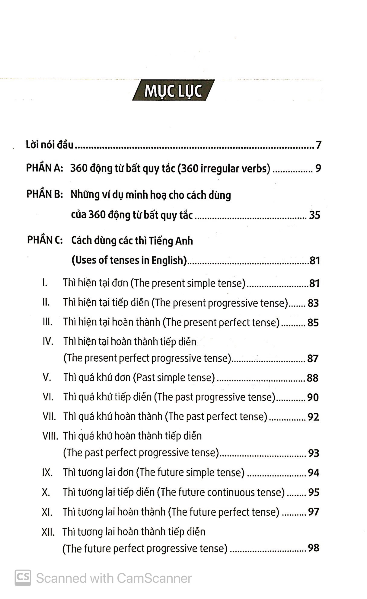 360 động từ bất quy tắc & cách dùng các thì trong tiếng anh (tái bản 2019) - Ảnh 3