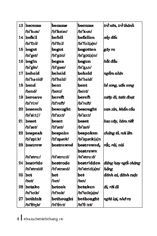360 động từ bất quy tắc và cách dùng các thì tiếng anh (tái bản 2023) - Ảnh 4