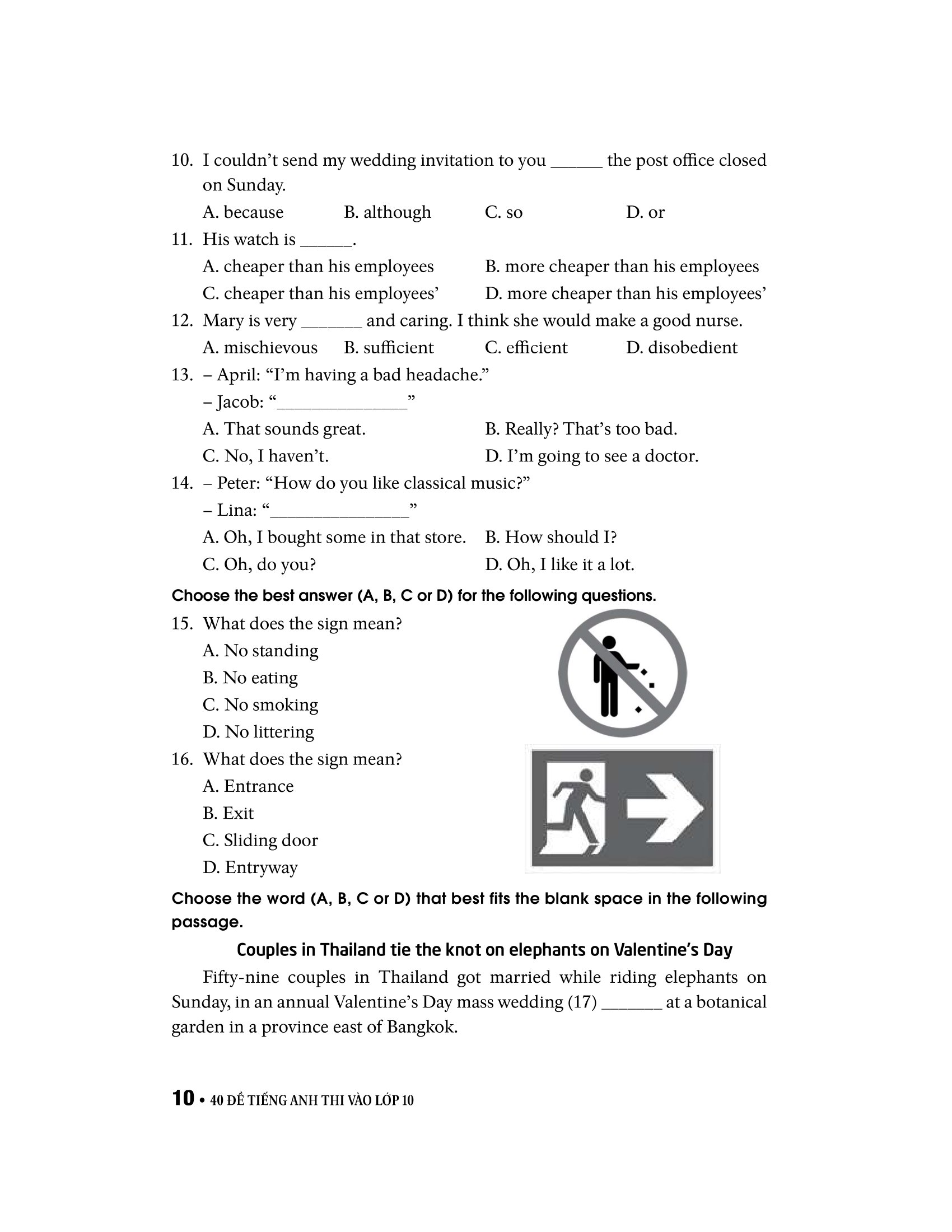 40 đề tiếng anh thi vào lớp 10 - Ảnh 15