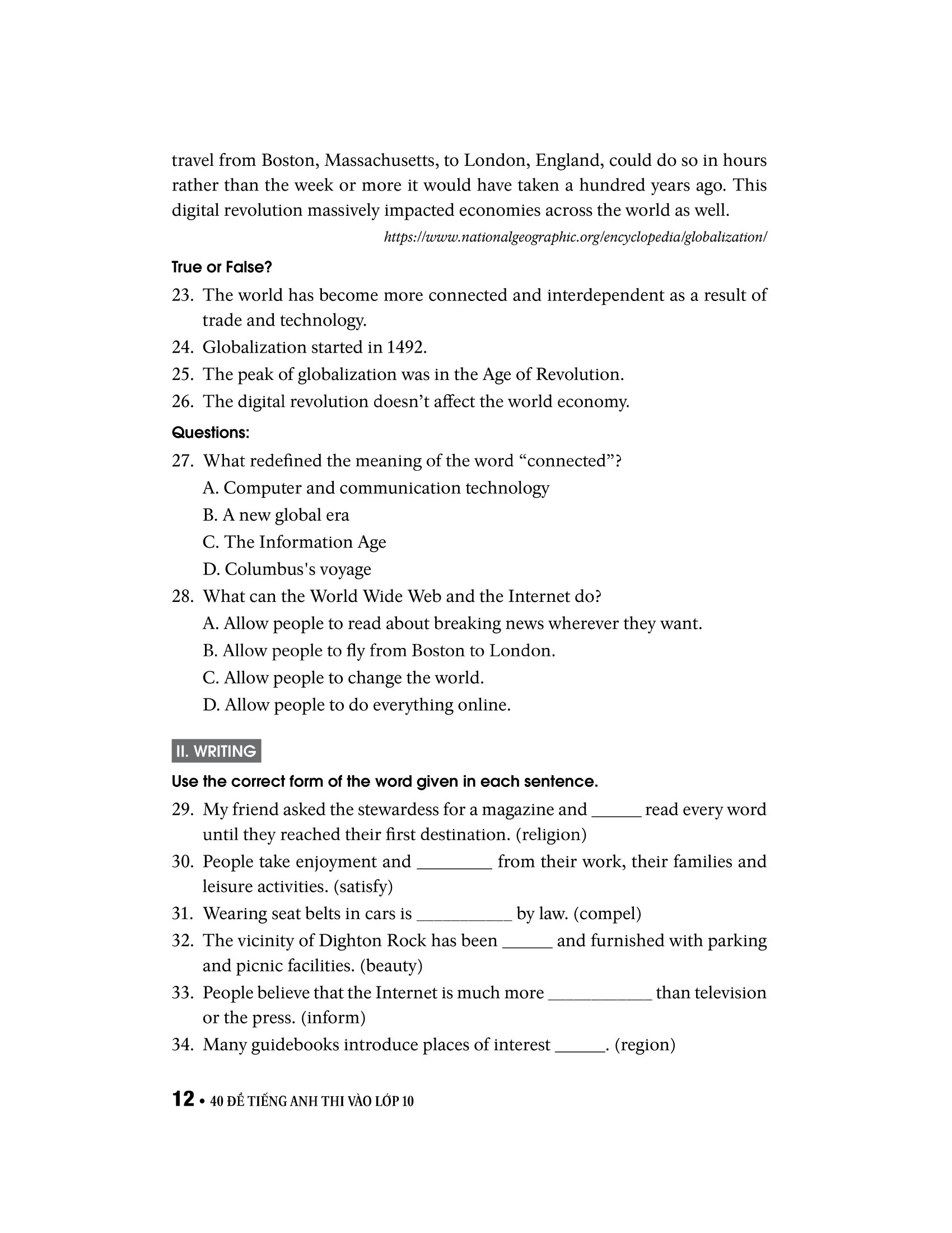 40 đề tiếng anh thi vào lớp 10 - Ảnh 17