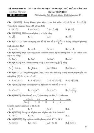 50 đề minh họa 2024 - môn toán học - Ảnh 10