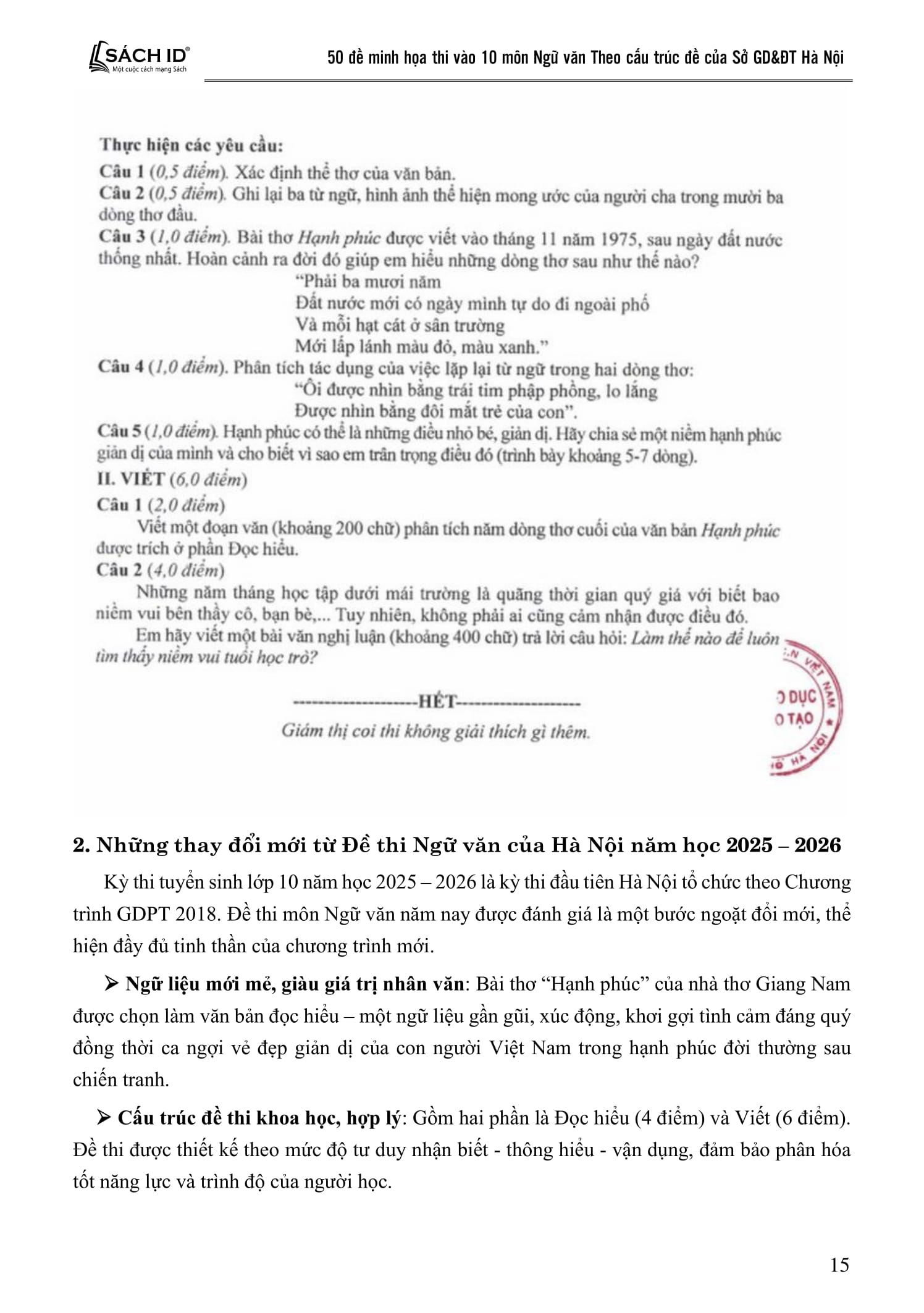 50 Đề Minh Họa Thi Vào 10 - Môn Ngữ Văn (Theo Cấu Trúc Đề Của Sở Giáo Dục Và Đào Tạo Hà Nội) - Ảnh 11