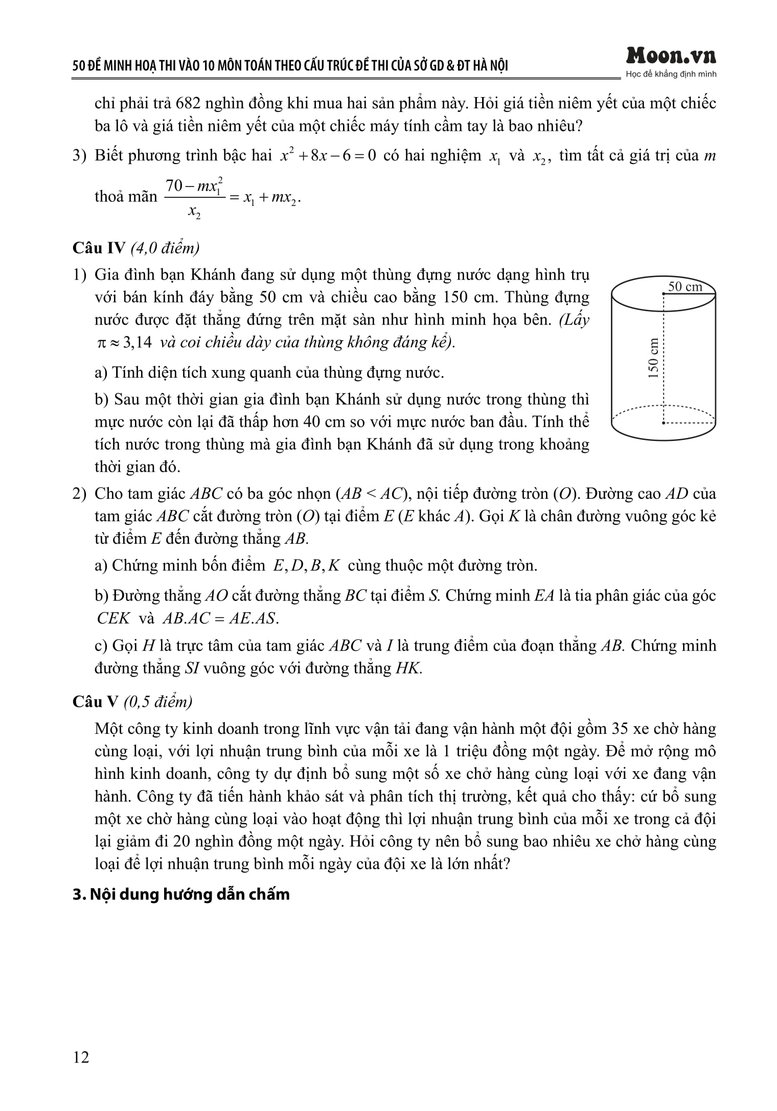 50 De Minh Hoa Thi Vao 10 - Mon Toan (Theo Cau Truc De Cua So Giao Duc Va Dao Tao Ha Noi) - Ảnh 12