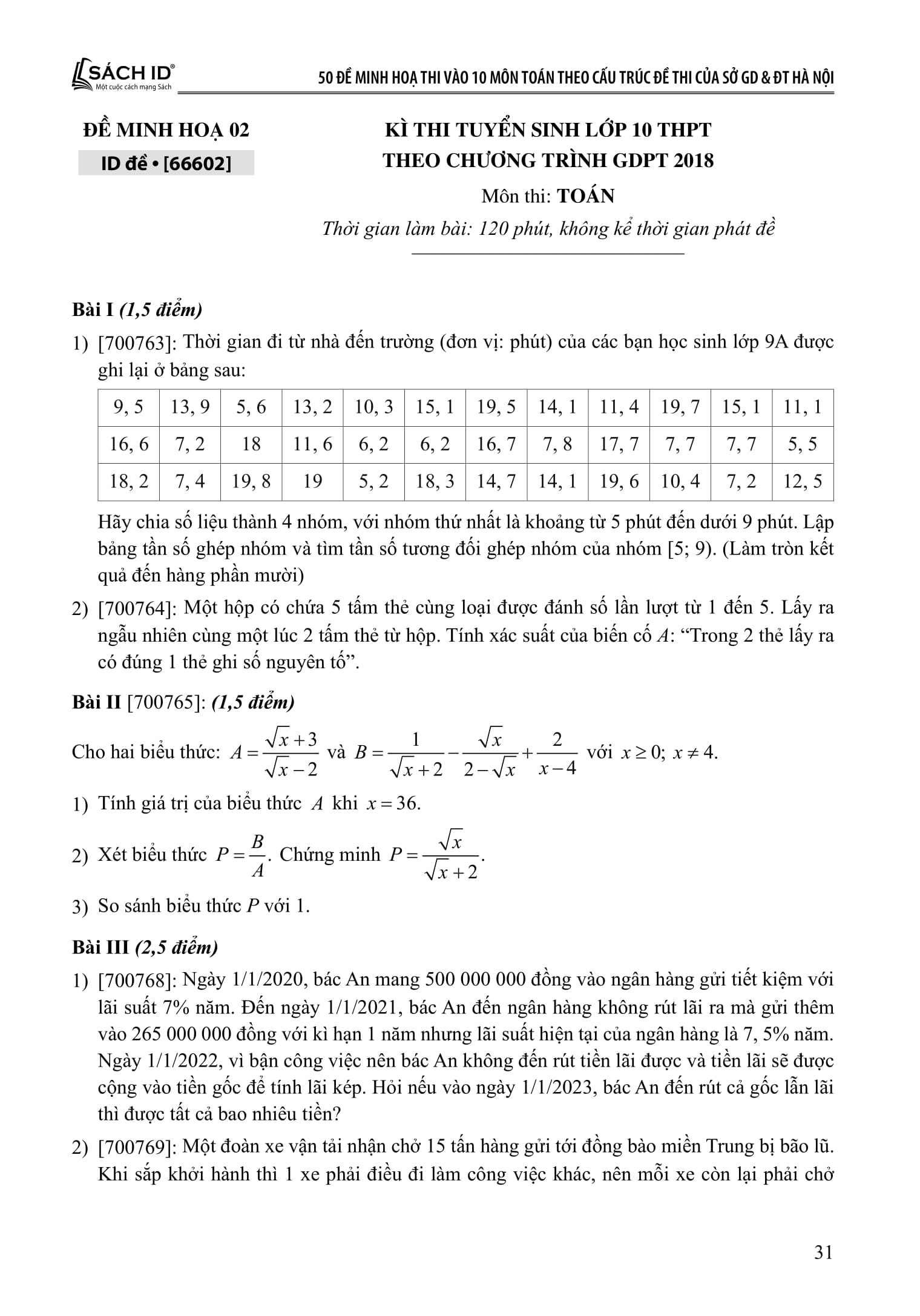 50 De Minh Hoa Thi Vao 10 - Mon Toan (Theo Cau Truc De Cua So Giao Duc Va Dao Tao Ha Noi) - Ảnh 15