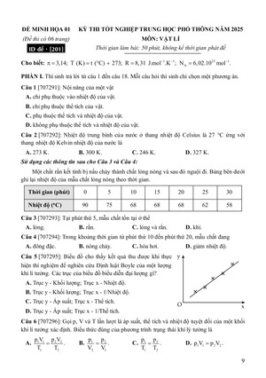 50 đề minh họa tốt nghiệp thpt 2025 - môn vật lí - Ảnh 10