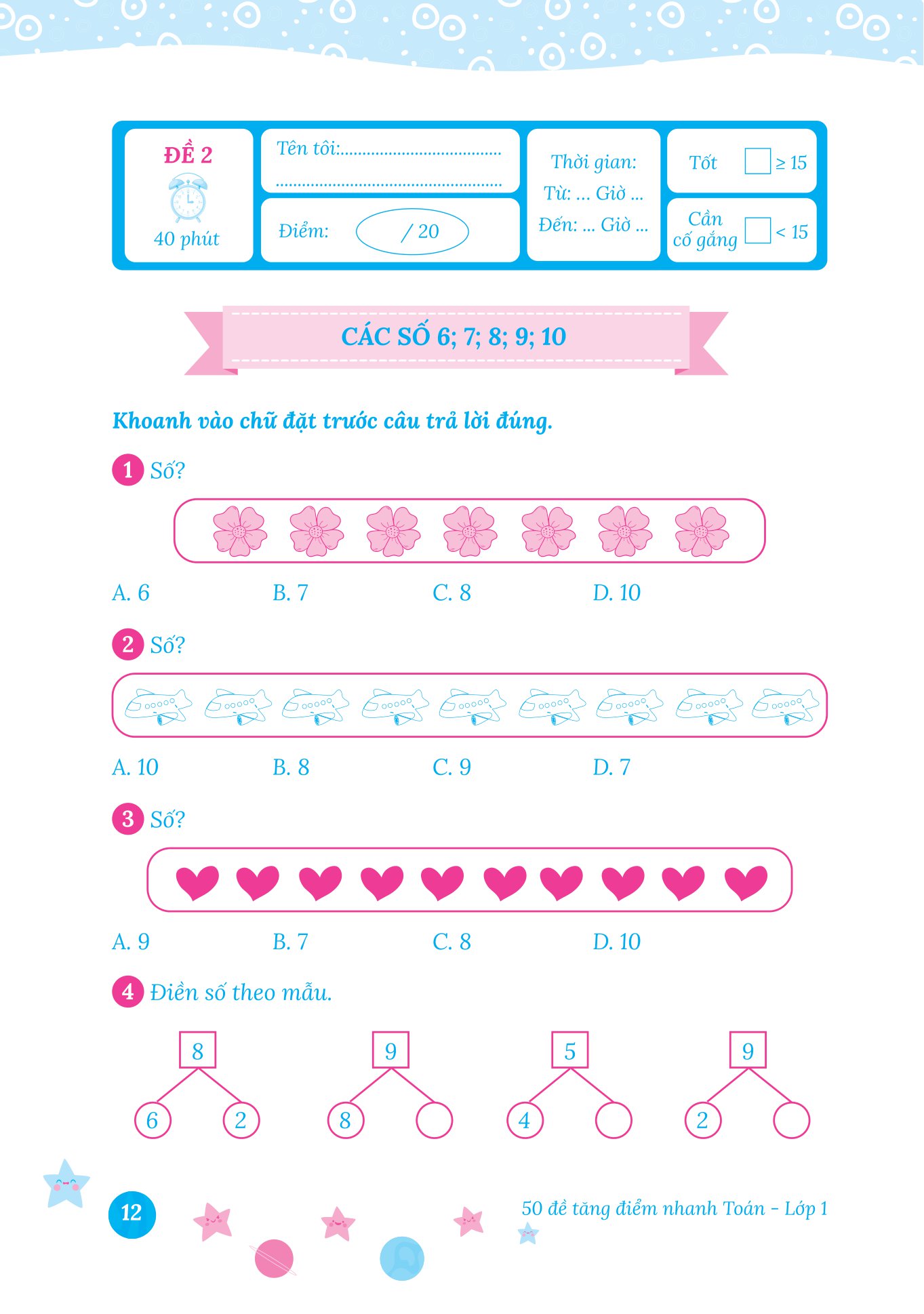 50 đề tăng điểm nhanh toán - lớp 1 - học nhẹ nhàng - dễ dàng điểm cao - Ảnh 13