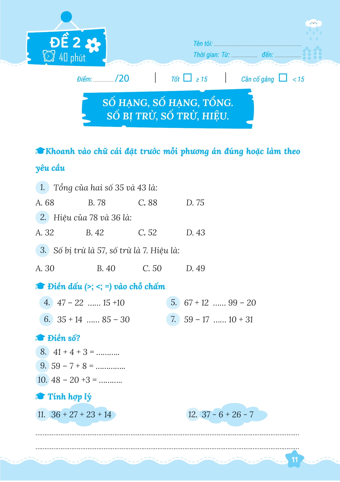 50 đề tăng điểm nhanh toán lớp 2 - Ảnh 10