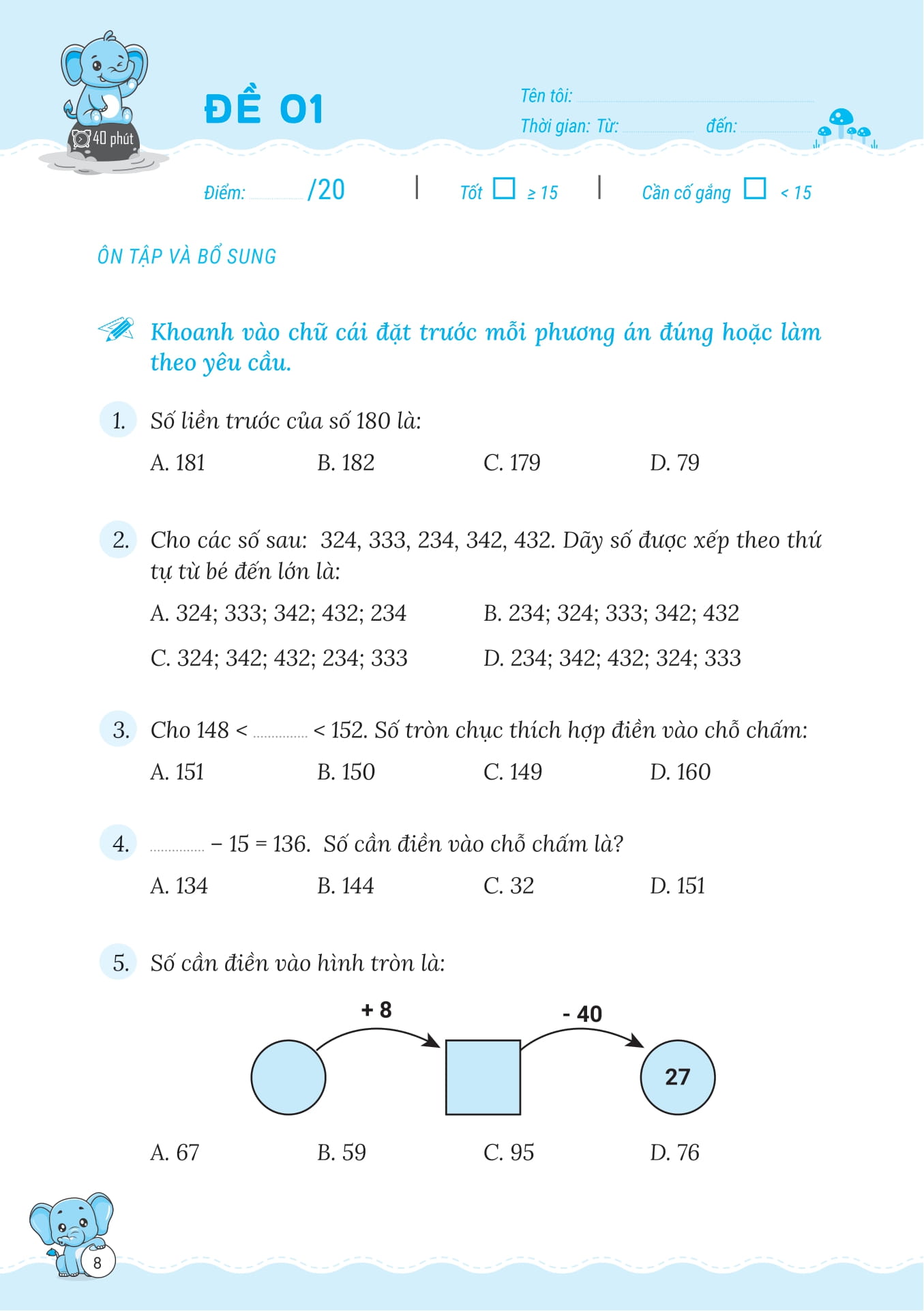 50 đề tăng điểm nhanh toán lớp 3 - Ảnh 6