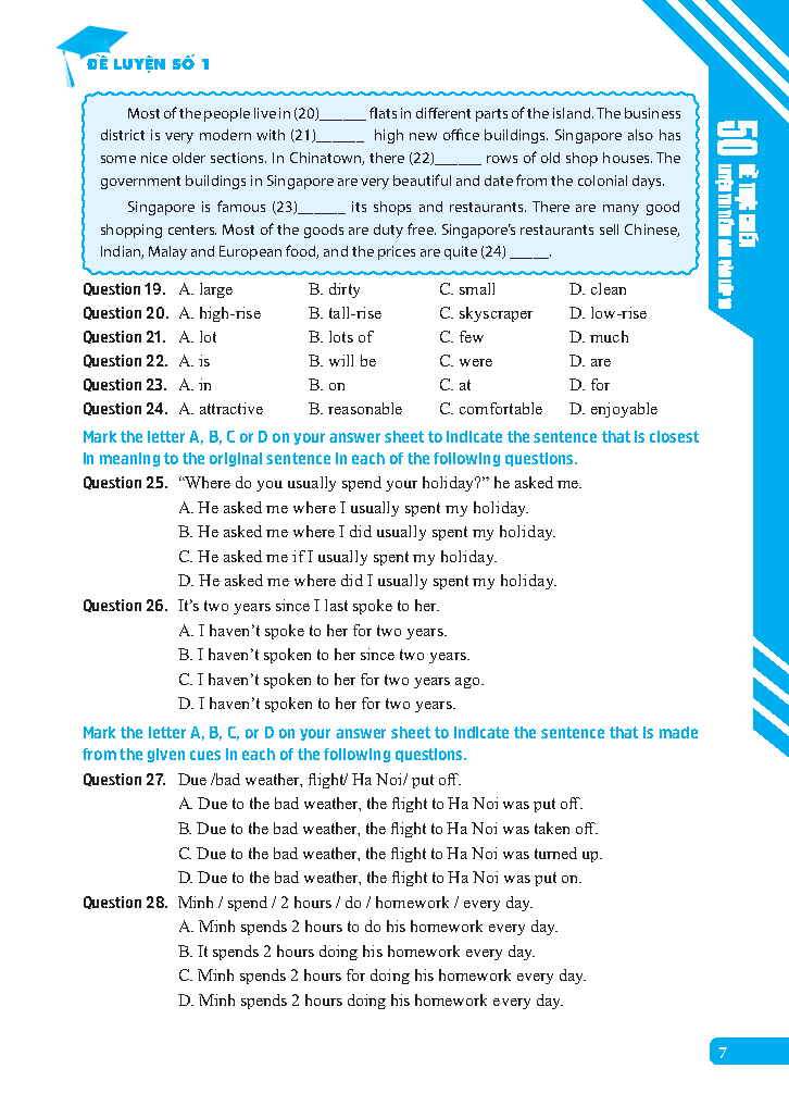 50 đề thực chiến luyện thi tiếng anh vào lớp 10 (có đáp án) - Ảnh 7
