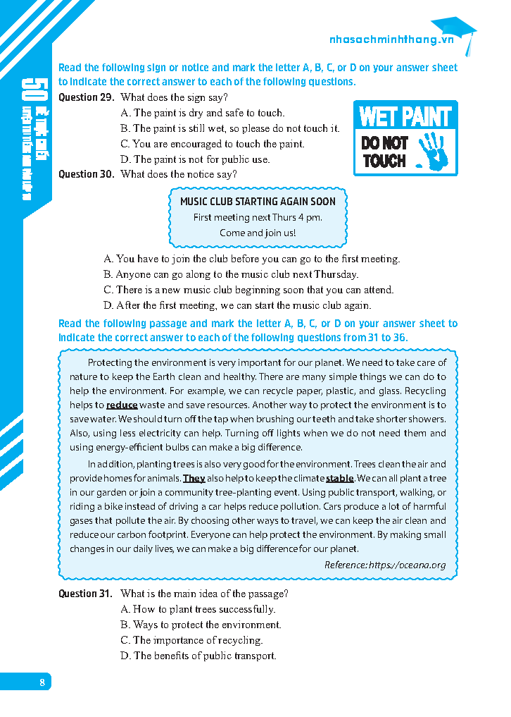 50 đề thực chiến luyện thi tiếng anh vào lớp 10 (có đáp án) - Ảnh 8